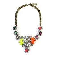 AGNIESKA Rainbow Neon Crystal Burst Necklace